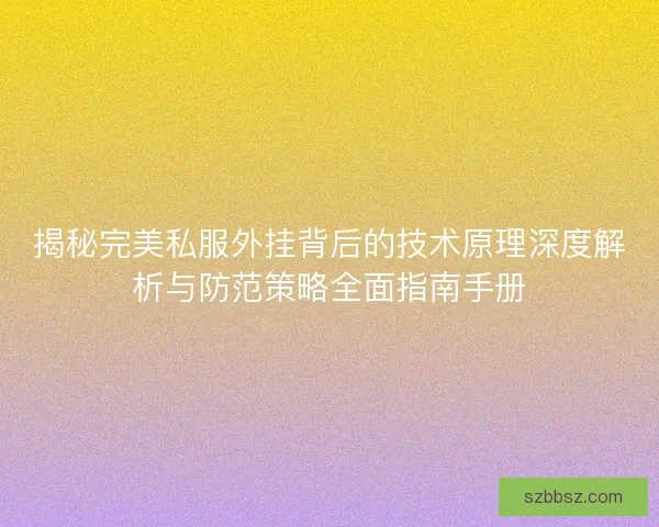 揭秘完美私服外挂背后的技术原理深度解析与防范策略全面指南手册