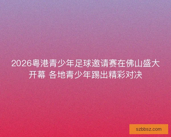 2026粤港青少年足球邀请赛在佛山盛大开幕 各地青少年踢出精彩对决