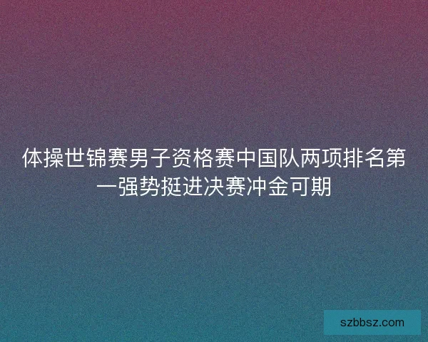 体操世锦赛男子资格赛中国队两项排名第一强势挺进决赛冲金可期
