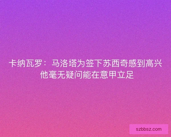 卡纳瓦罗：马洛塔为签下苏西奇感到高兴 他毫无疑问能在意甲立足