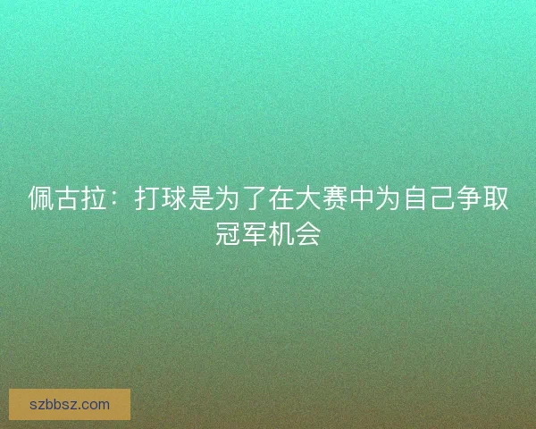 佩古拉：打球是为了在大赛中为自己争取冠军机会
