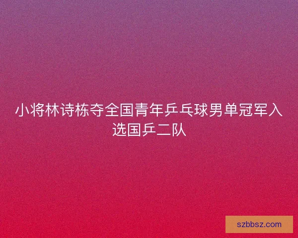 小将林诗栋夺全国青年乒乓球男单冠军入选国乒二队