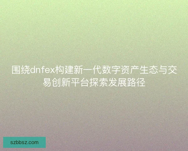 围绕dnfex构建新一代数字资产生态与交易创新平台探索发展路径